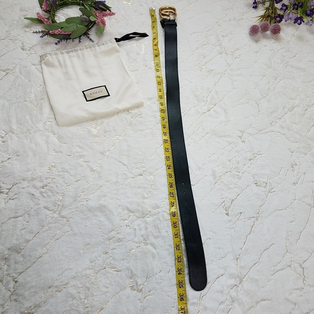 AUTHENTIC GUCCI MARMONT BLACK LEATHER BRASS BUCKLE - Picture 3 of 10